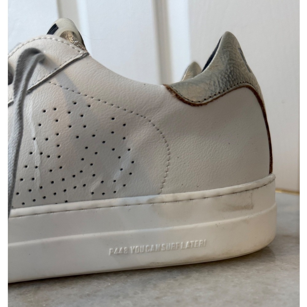 P448 John Leather White Low Top Platform Sneakers Womens 39 - Picture 3 of 9